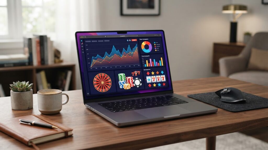 Cách nhận biết casino trực tuyến uy tín nhất việt nam hiện nay Giao diện trò chơi trực tuyến trên màn hình máy tính xách tay hiện đại