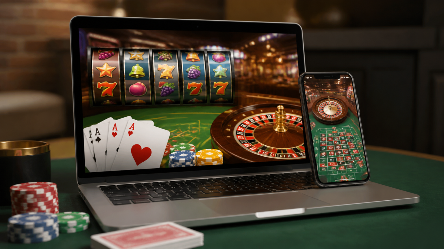 Best online casino sites Singapore: what to look for before playing Online casino site shown on laptop and phone with slots and roulette