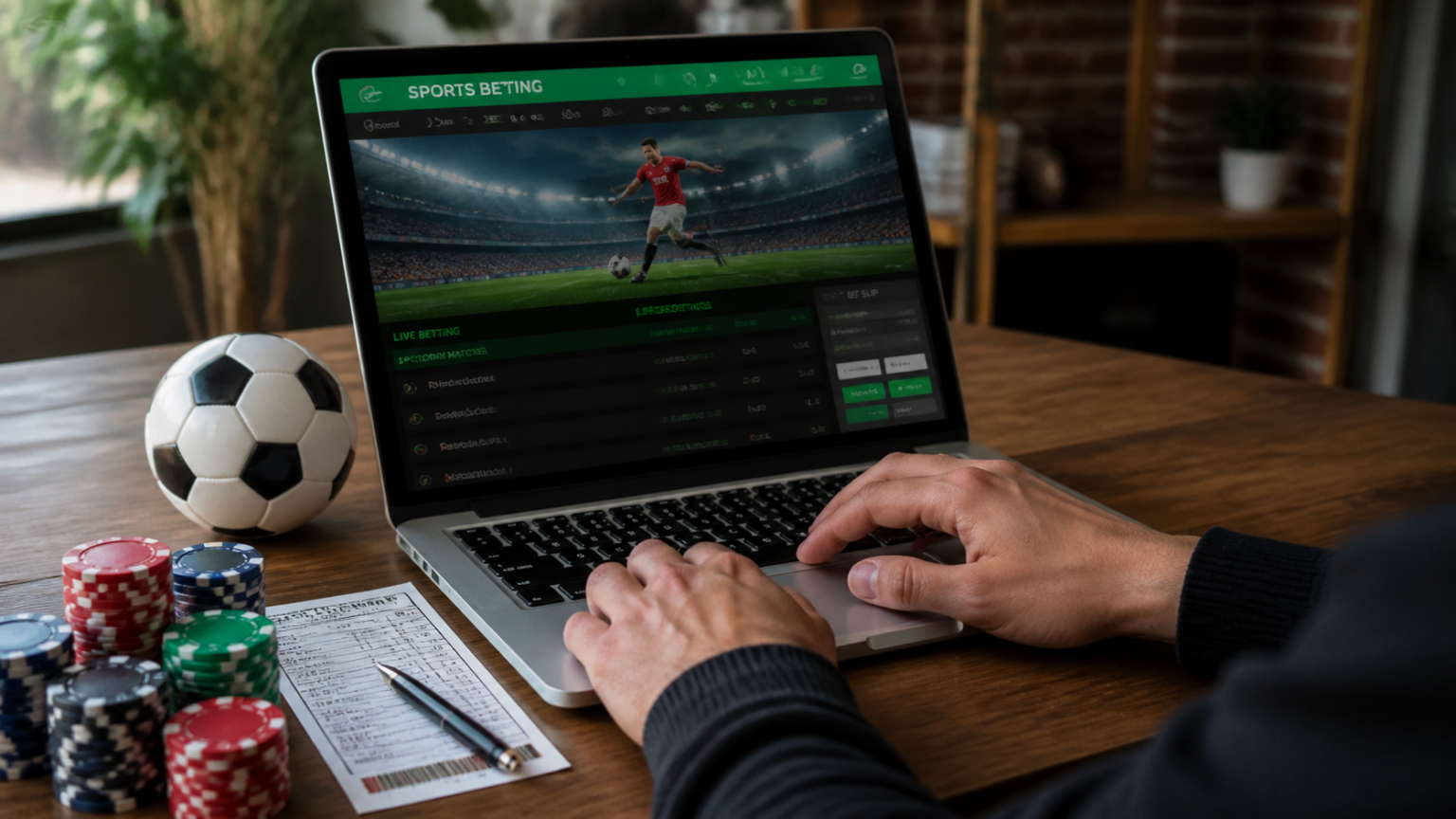 How to Choose the best online betting sites Safely Laptop showing a sports betting site with casino chips nearby