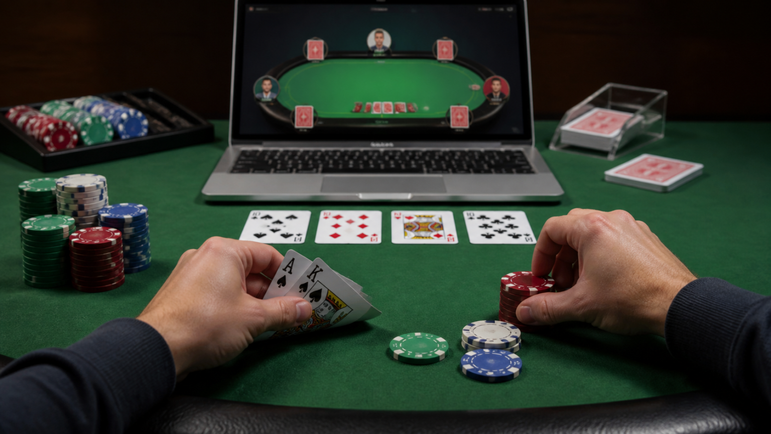 Poker Game Online: A Practical Guide for Players Poker chips and cards on a casino poker table